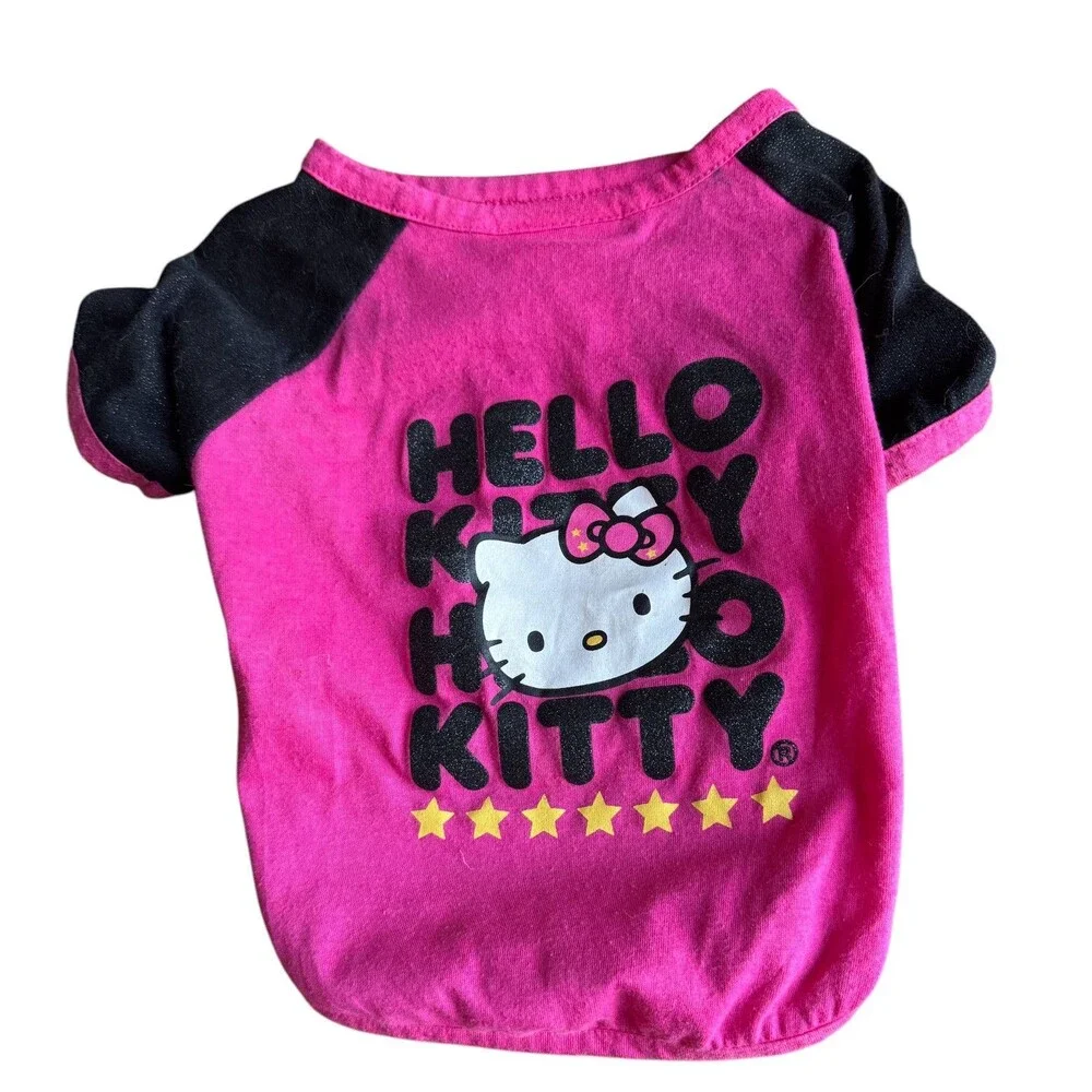 Two Hello Kitty T Shirts For Cats Bright Colors Purple Pink Adorable Fur Baby S